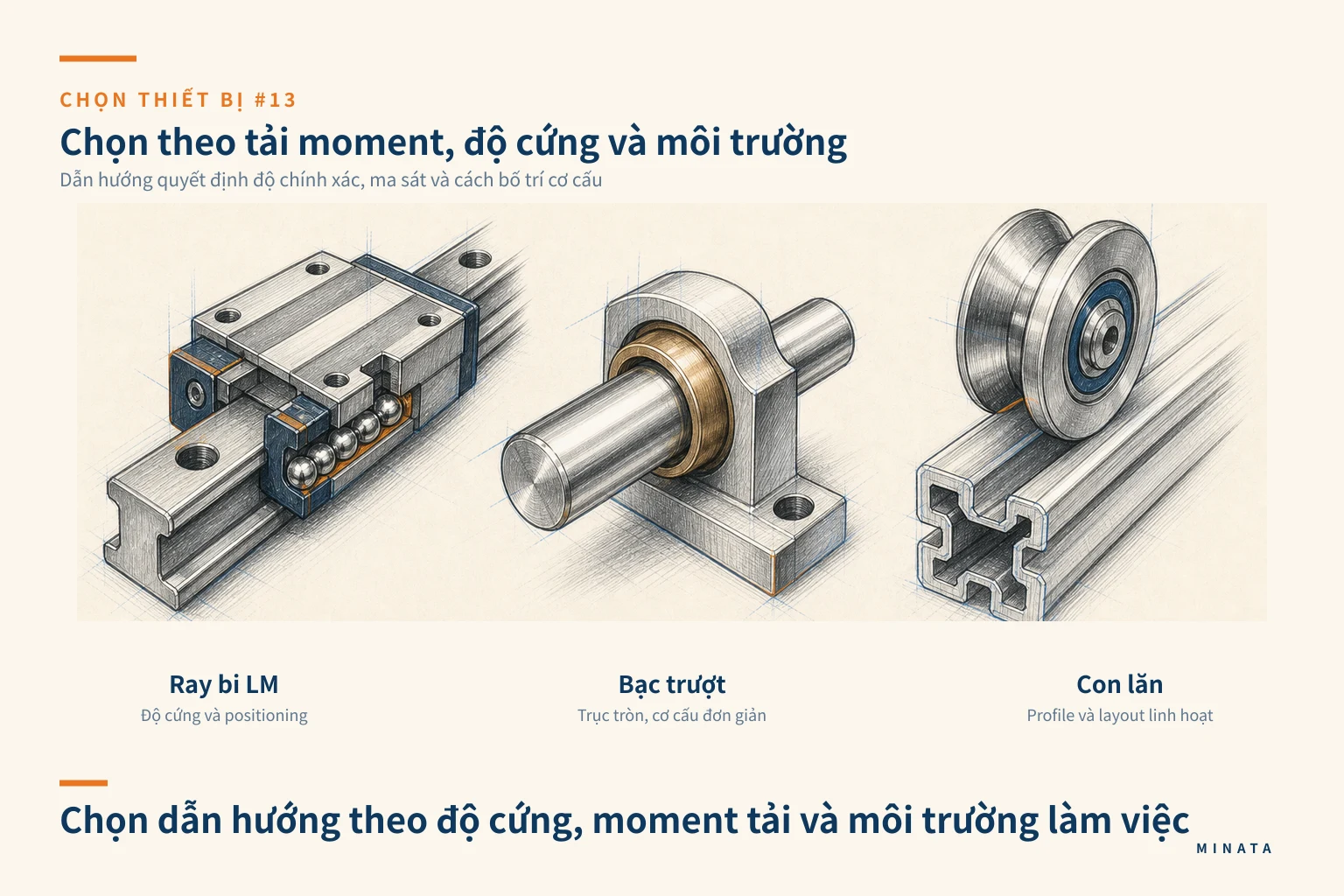 Sơ đồ chọn dẫn hướng theo tải moment, độ chính xác và môi trường
