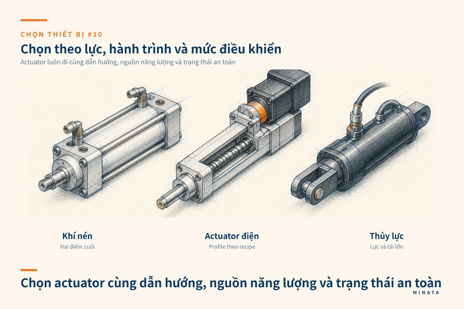 Sơ đồ chọn cơ cấu chấp hành theo lực, hành trình và mức điều khiển