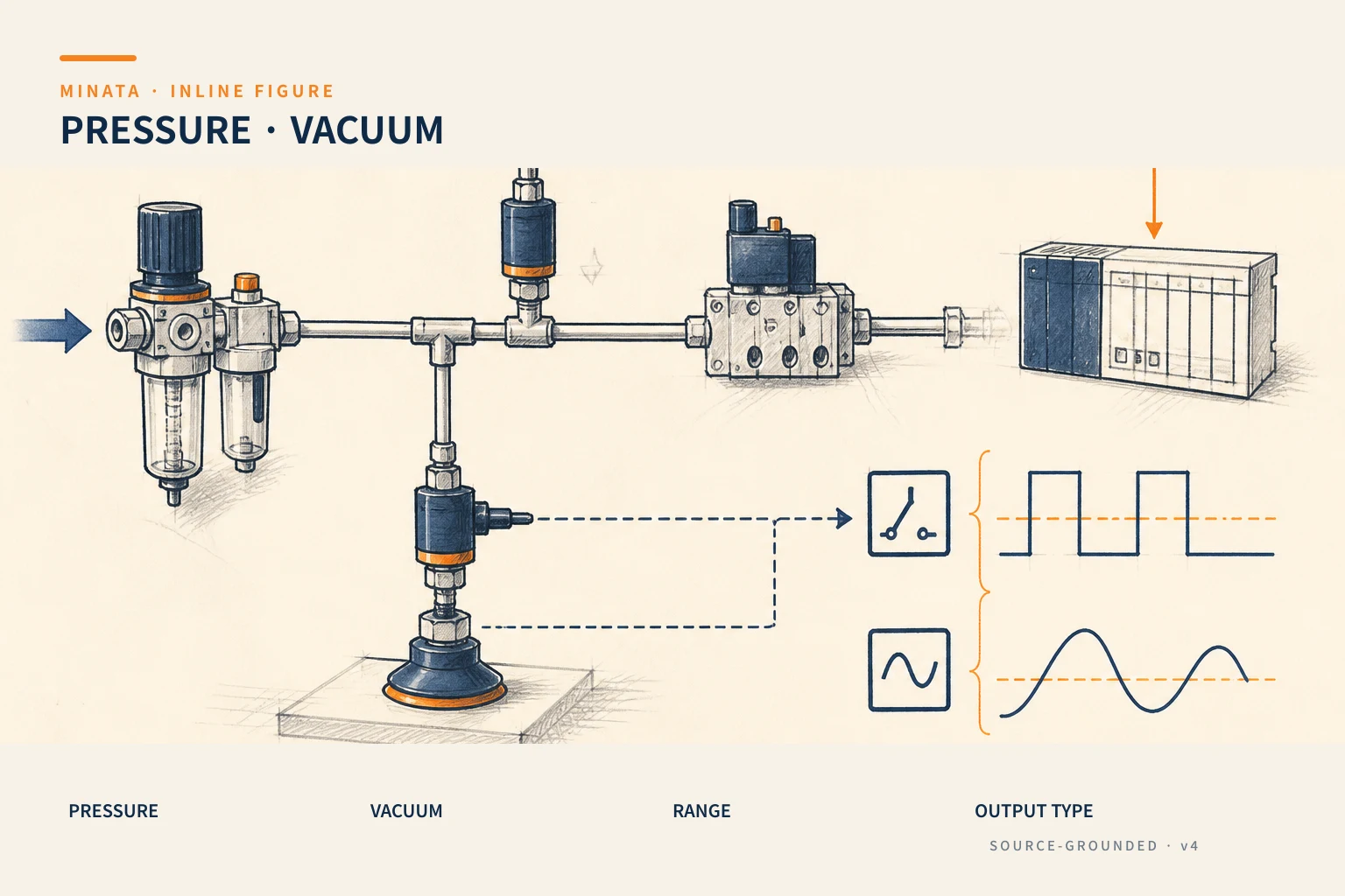 Diagram for choosing a pressure and vacuum sensor